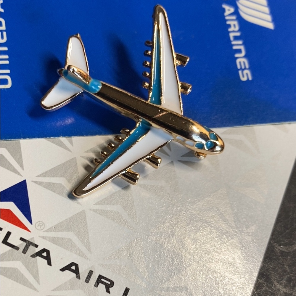 Blue & White Airplane Pin